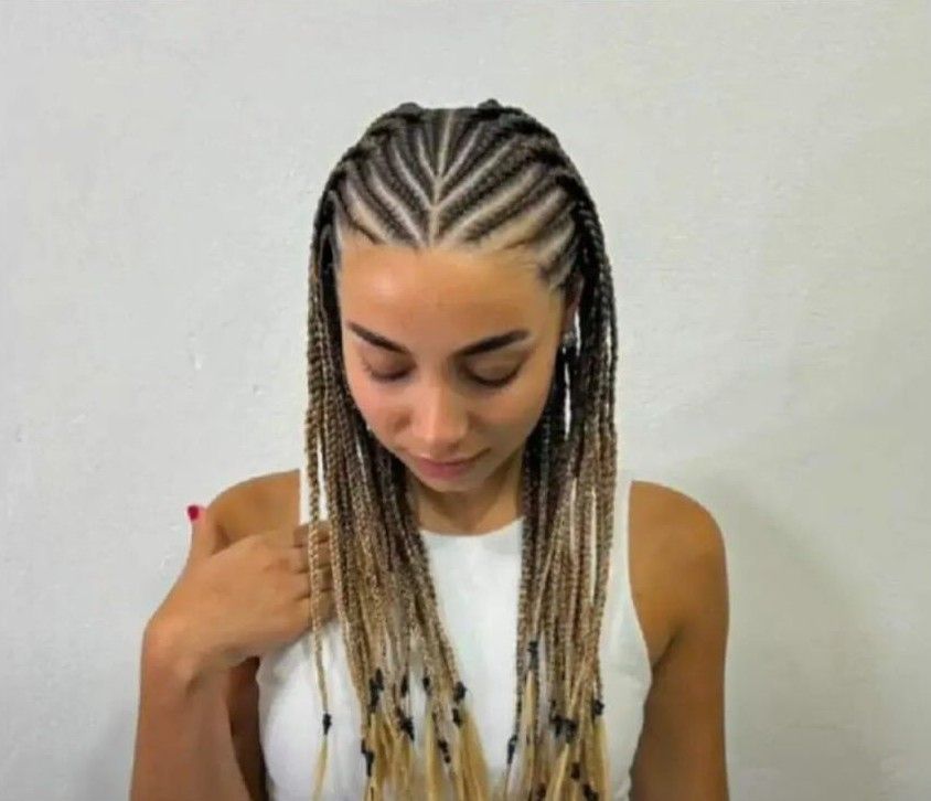 Cornrows into long ombré braids